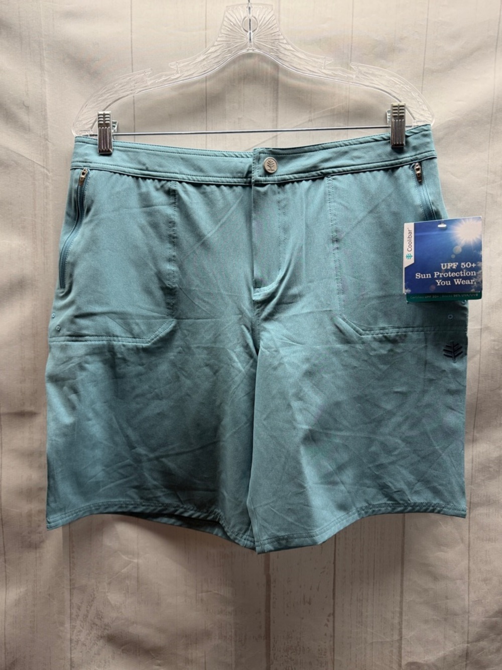 Coolibar NWT Light Teal UPF 50+ Schooner Boardshorts Athletic Shorts Size 12